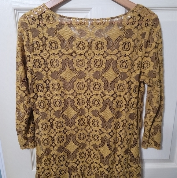 Free People 2pc Mustard Lace Tunic Dress Women's 8‎ Excellent Condition. - Picture 7 of 10